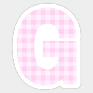 Pink Letter G in Plaid Pattern Background. Sticker